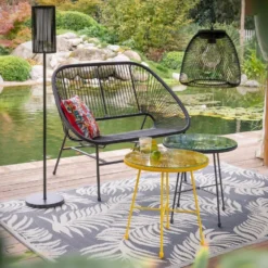 Banc 2 places Urban filaire noir 114x82xH94cm