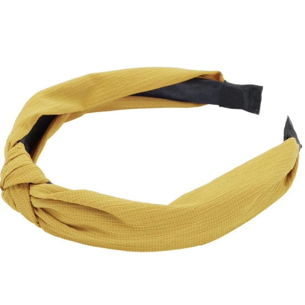 Bandeau à cheveux effet noué jaune moutarde ou rouge (2 modèles)