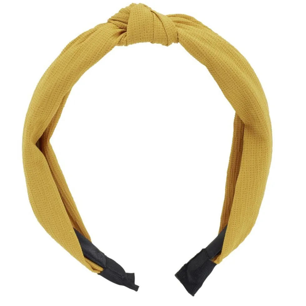 Bandeau à cheveux effet noué jaune moutarde ou rouge (2 modèles)