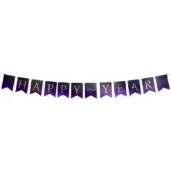 Bannière happy new year 300cm violet