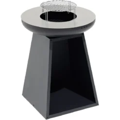 Barbecue brasero colonne Valparaiso plancha grill noir 50x50xH77,5cm