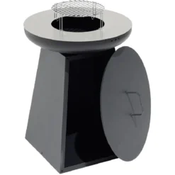 Barbecue brasero colonne Valparaiso plancha grill noir 50x50xH77,5cm