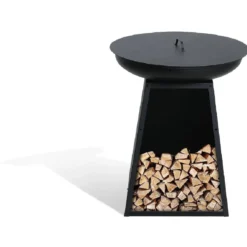 Barbecue brasero colonne Valparaiso plancha grill noir 50x50xH77,5cm