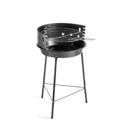 Barbecue à charbon rond Miami acier noir 35,5x33,3xH56cm