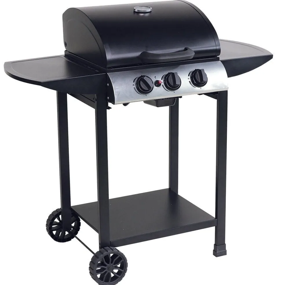 Barbecue à gaz Miami 3 brûleurs métal noir