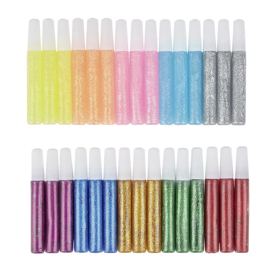Baril Créatif tubes de colle pailletée colorée 30 pièces