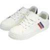 Baskets unisexe simili blanc rayures rouges et bleues T40
