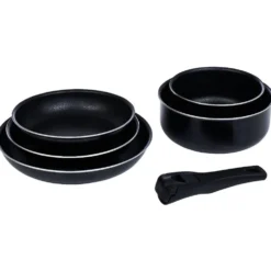 Batterie de cuisine 6 pièces aluminium noir