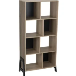 Bibliothèque en bois 8 cases Vivien 63x29,5xH129,5cm