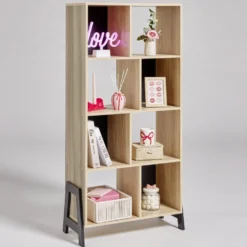 Bibliothèque en bois 8 cases Vivien 63x29,5xH129,5cm