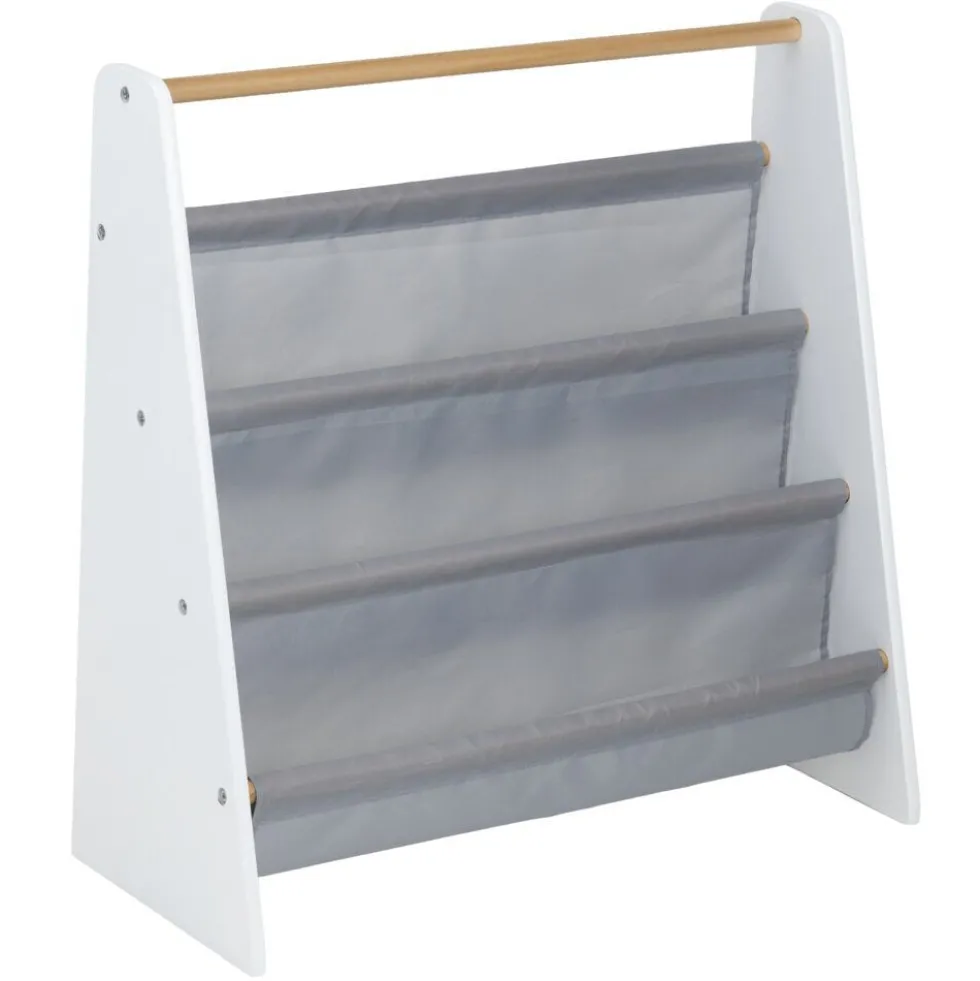 Bibliothèque enfant Dream bois blanc et tissu gris 60x25xH60cm