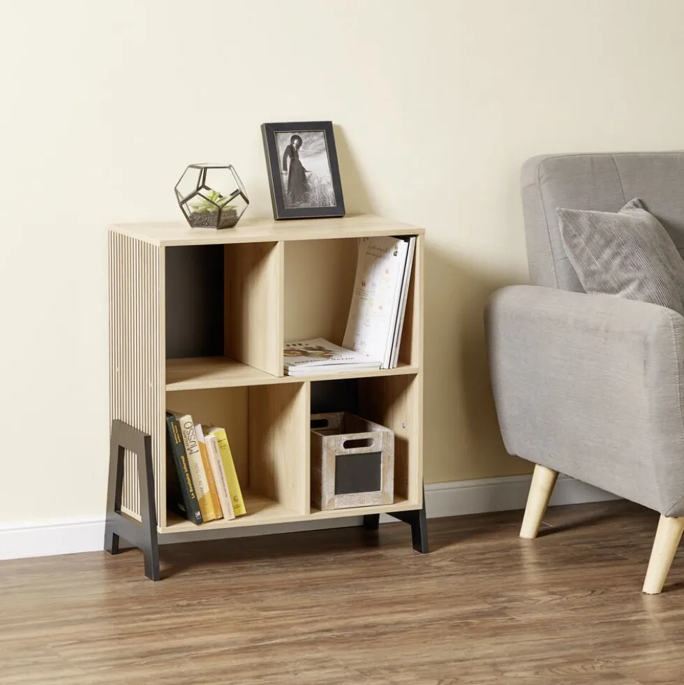 Bibliothèque Vivien 4 cases en bois 63x29,5xH70,5cm