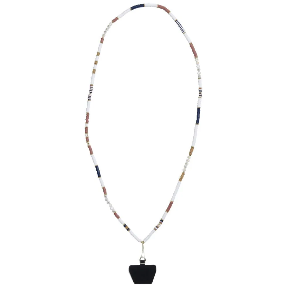 Bijou chaîne de téléphone perles en plastique multicolore L120cm