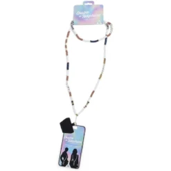 Bijou chaîne de téléphone perles en plastique multicolore L120cm