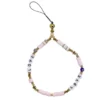 Bijou de téléphone perles doré blanc rose L17cm