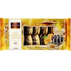 Biscuits fourrés abricot et crème nappage chocolat et vanille 380gr