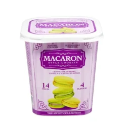 Biscuits macarons style cookies 4 parfums 14 pièces dans boîte 88gr