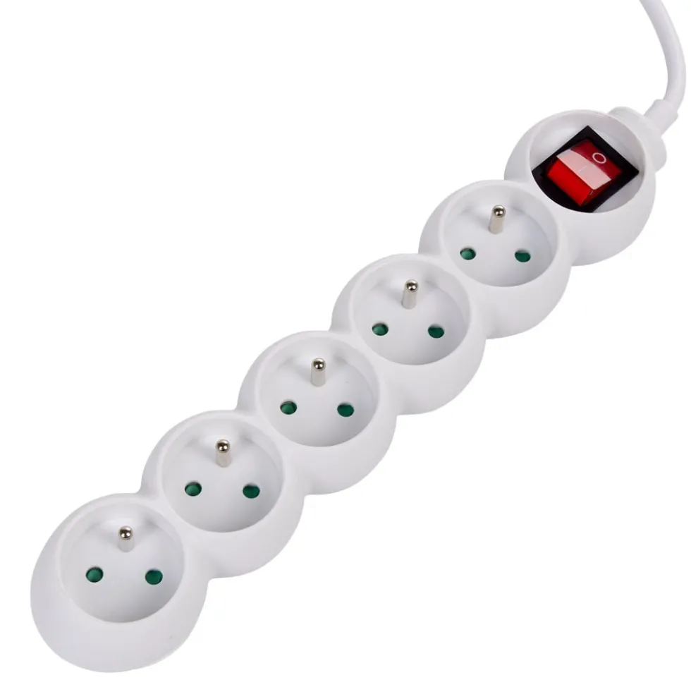 Bloc multiprise blanc interrupteur 5 prises