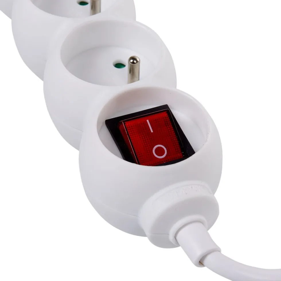 Bloc multiprise blanc interrupteur 5 prises