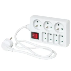 Bloc multiprise blanc interrupteur 7 prises