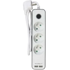 Bloc multiprise x3 port usb x2 interrupteur et protection enfant