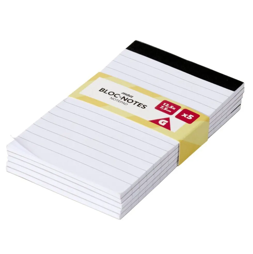 Bloc note papier format A5 30 feuilles 7,6x12,5cm