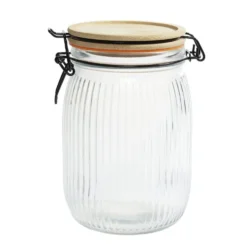 Bocal alimentaire 1L en verre avec couvercle bambou
