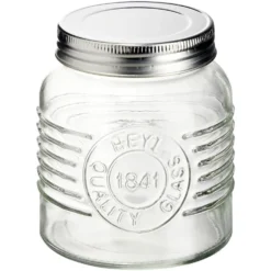 Bocal hermétique rond transparent avec couvercle en métal H10 cm