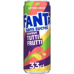 Boisson gazeuse Fanta tutti frutti sans sucres édition limitée canette 33cl