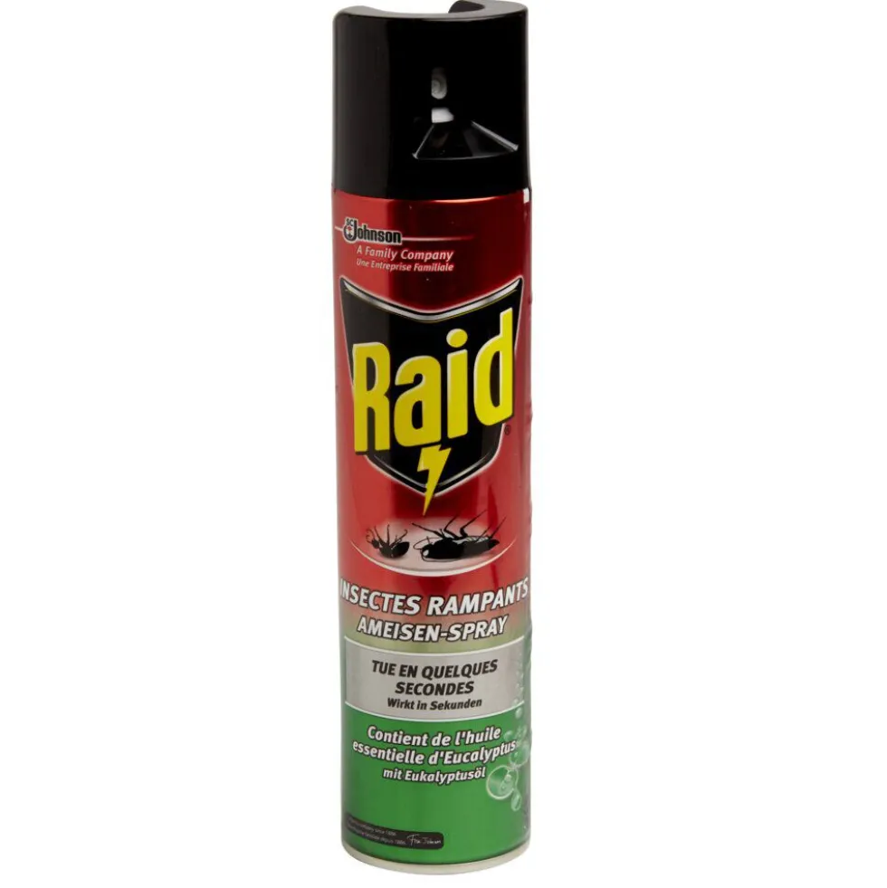 Bombe aérosol antirampant Raid fourmi araignée cafard eucalyptus 400ml