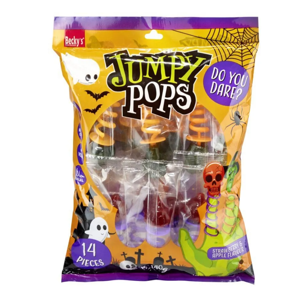 Bonbon Halloween Jumpy Pops spirale sucette de doigt 14 pièces 160gr