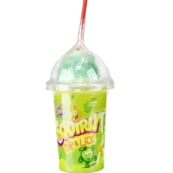 Bonbon sucette avec poudre acidulée 50gr (2 modèles pomme ou fraise)