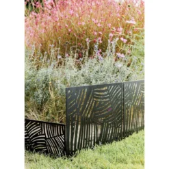 Bordure de jardin métal design feuillage ajouré noir 50xH20 cm