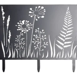 Bordure de jardin métal gris motif végétal ajouré L50xH43cm