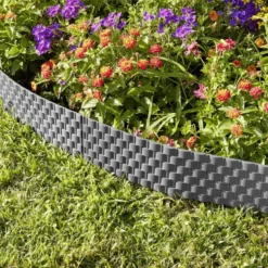 Bordure de jardin plastique effet tressé L60xH22cm (2 modèles gris ou marron)
