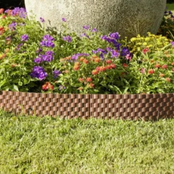 Bordure de jardin plastique effet tressé L60xH22cm (2 modèles gris ou marron)
