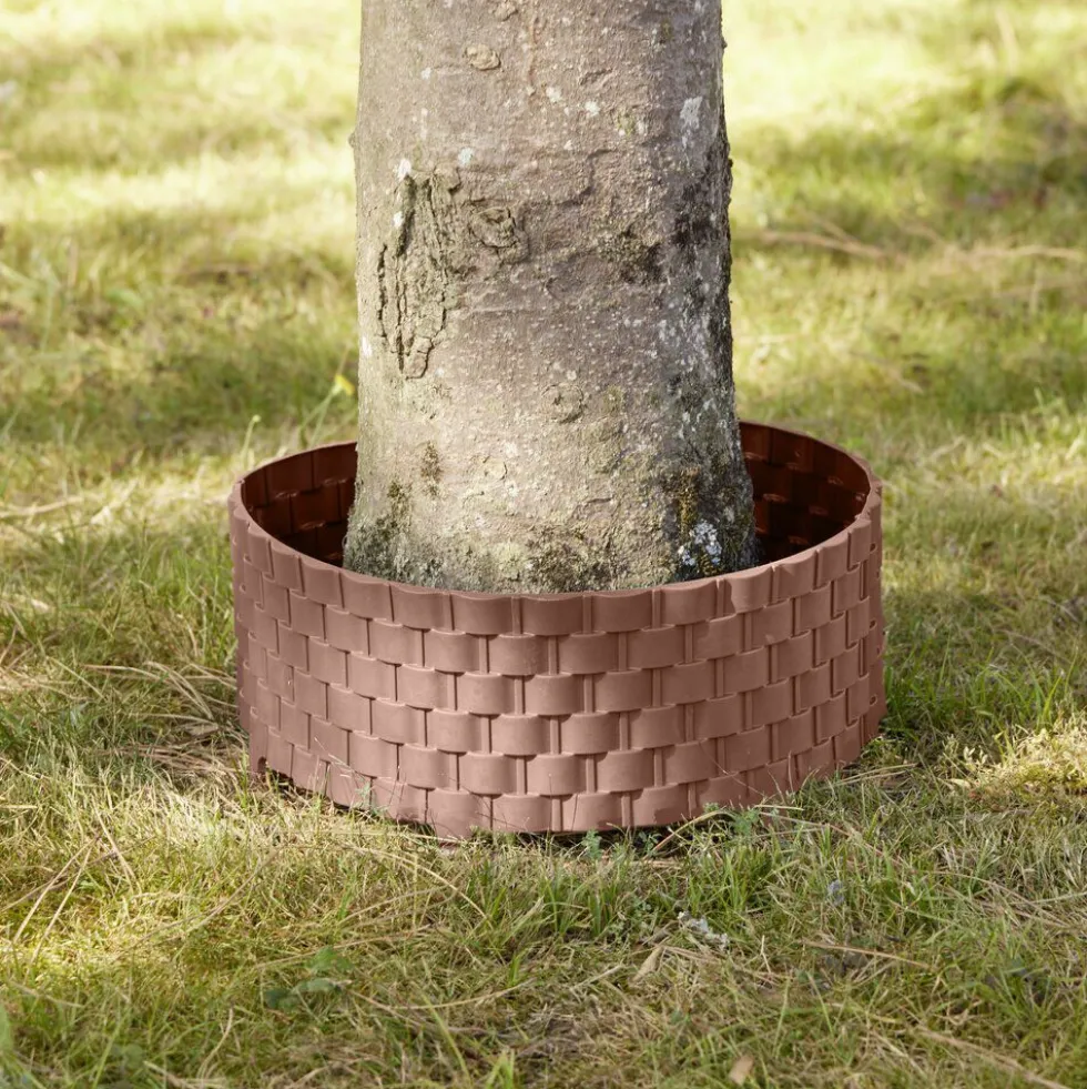 Bordure de jardin plastique effet tressé L60xH22cm (2 modèles gris ou marron)