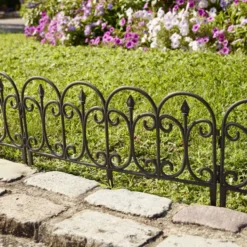 Bordure de jardin x4 plastique style fer forgé noir 50xH33cm