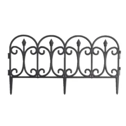 Bordure de jardin x4 plastique style fer forgé noir 50xH33cm