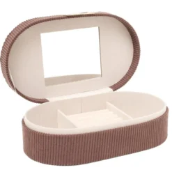 Boîte à bijoux ovale velours fermoir métal doré hirondelle 22x13xH6,5cm (2 modèles)