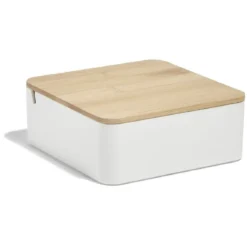 Boîte à bijoux rectangulaire avec miroir 14,6x14,6xH5,6cm