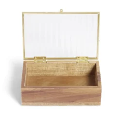 Boîte bois d'acacia et verre taille S 15x10x4,6cm