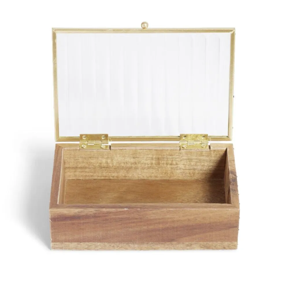 Boîte bois d'acacia et verre taille S 15x10x4,6cm