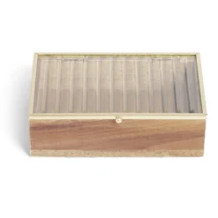 Boîte bois d'acacia et verre taille S 15x10x4,6cm
