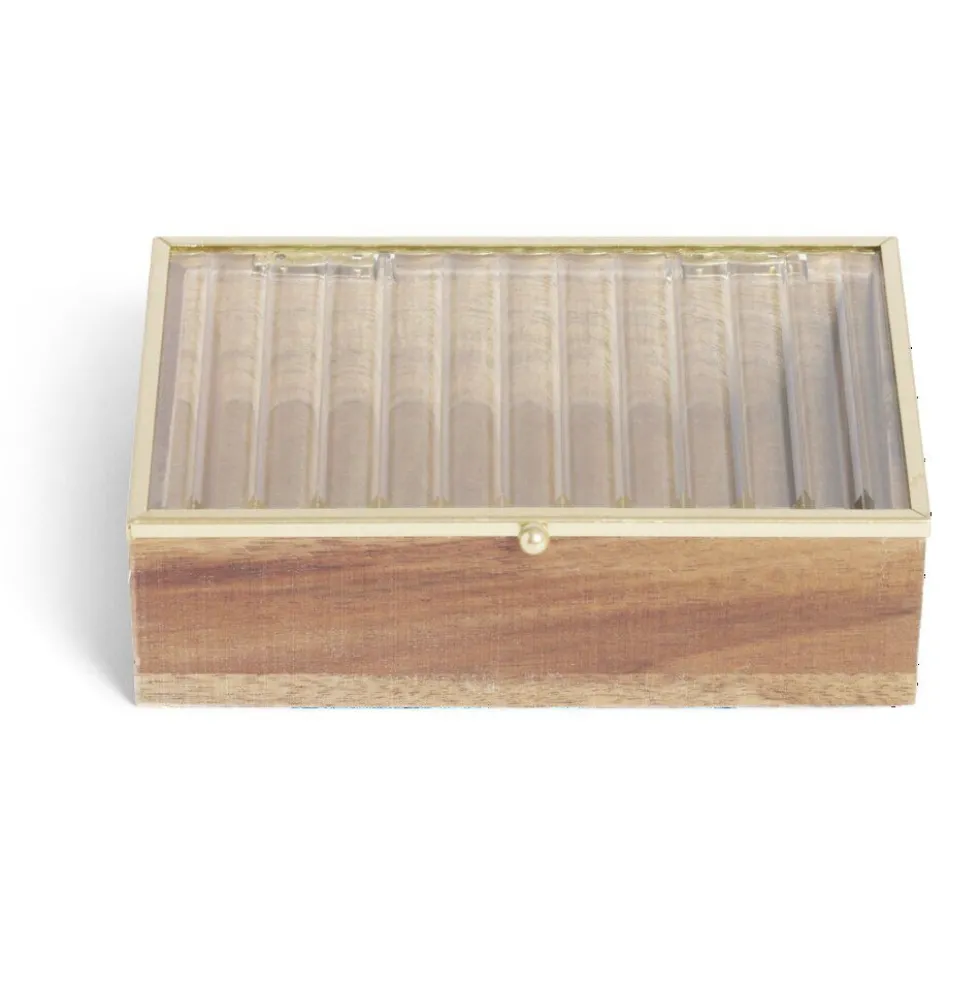 Boîte bois d'acacia et verre taille S 15x10x4,6cm