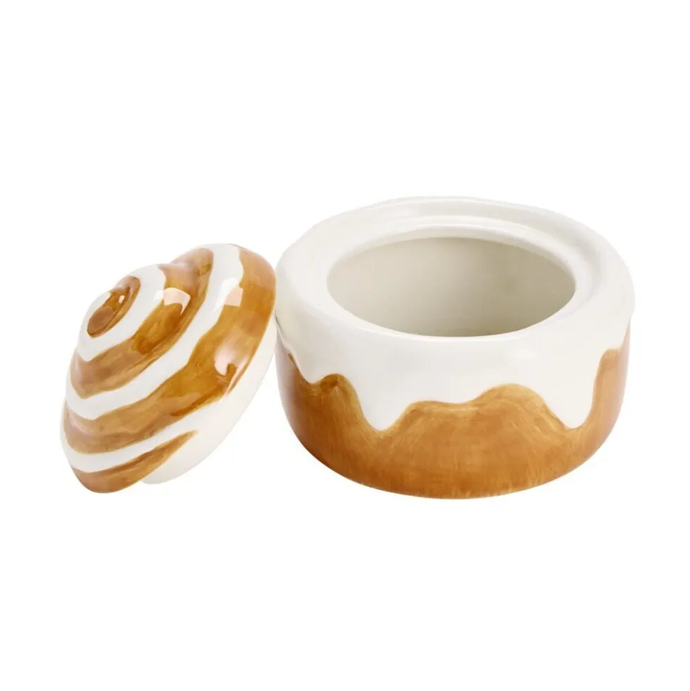 Boîte céramique forme cinnamon roll marron Ø10,5xH8cm