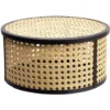 Boîte déco cannage rotin naturel noir Ø26 cm
