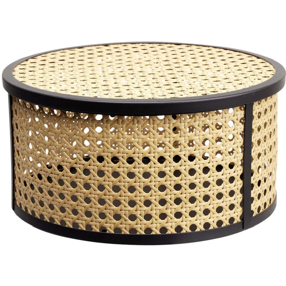 Boîte déco cannage rotin naturel noir Ø26 cm