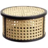 Boîte déco cannage rotin naturel noir Ø20 cm