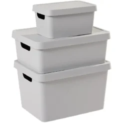 Boîte de rangement avec couvercle grise 17 L